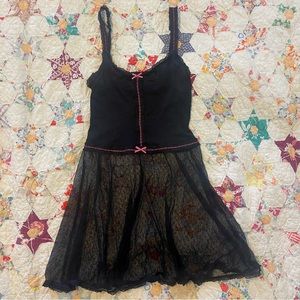 vintage y2k morbid threads lingerie mini slip dress